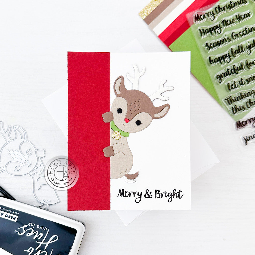 Hero Arts Holiday Season Messages Clear Stamp and Die Set SB373 reindeer