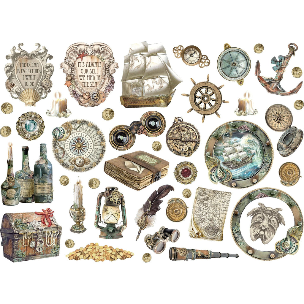Stamperia Songs Of The Sea Ship And Treasures Die Cuts dfldc85 close up