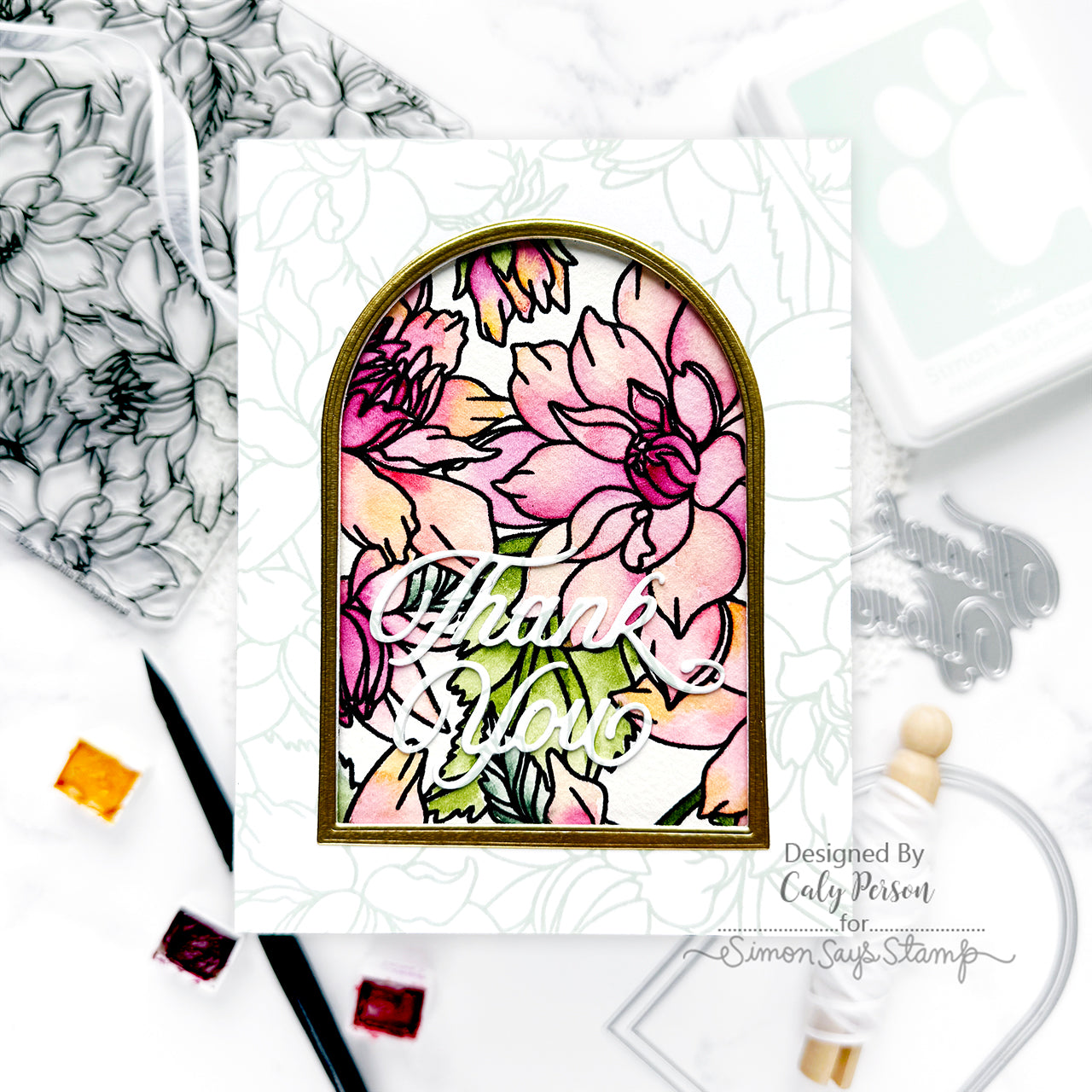 Simon Says Clear Stamp Dahlia Background 1224ss Friend Like You did Thank You Card | color-code:ALT02