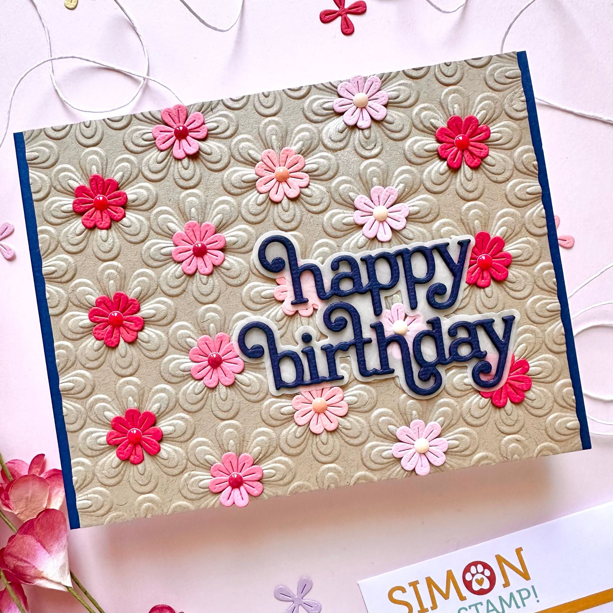 Simon Says Stamp Dainty Floral Vine Wafer Dies s1011 Moments in Time Birthday Card