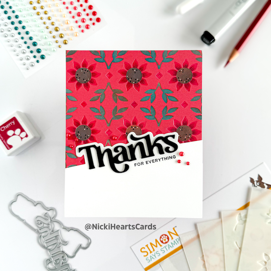 Simon Says Stamp Stencils Sunflower Pattern 1044st Cheering for You Thanks Card | color-code:ALT07