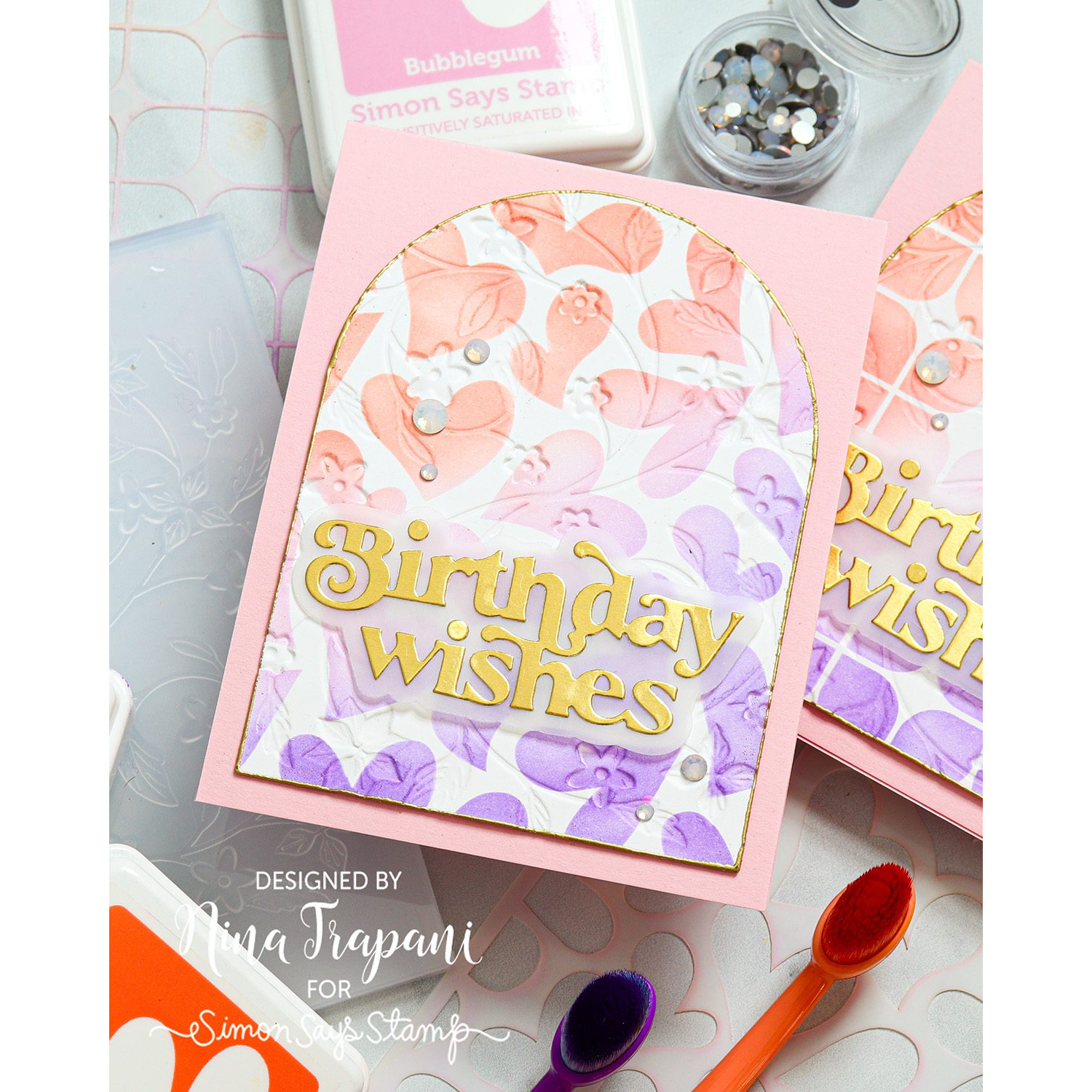 Simon Says Stamp Embossing Folder Dancing Floral sf426 To Be Loved Birthday  Card | color-code:ALT08