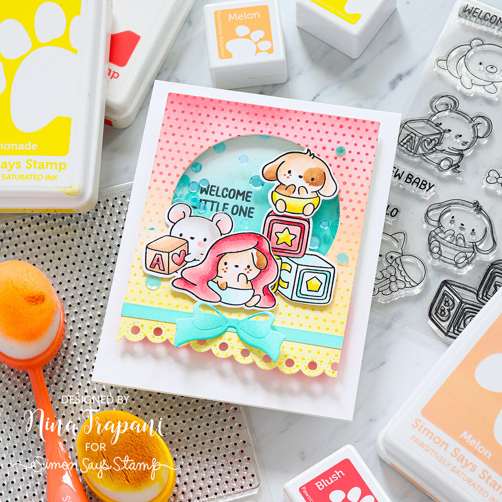 Simon Says Stamp Delicate Stitched Borders Wafer Dies s1017 Moments in Time Baby Card