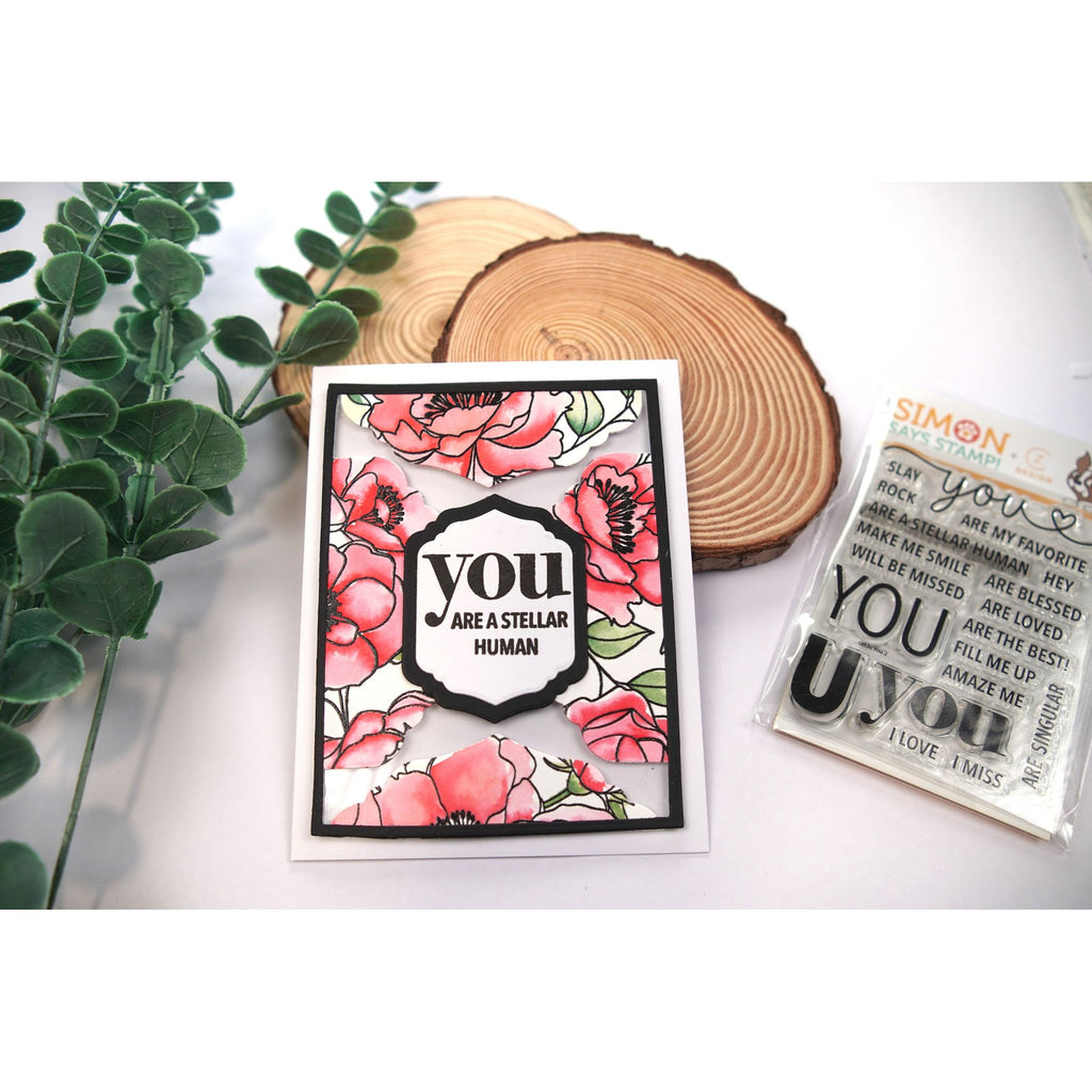 Simon Says Stamps and Dies Delicate Blossoms set1029db Happy Camper Friend Card