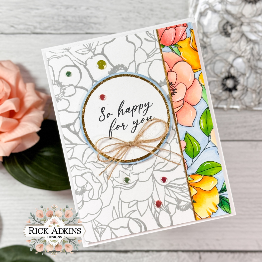 Simon Says Clear Stamps Delicate Blossoms 2230ssc Happy Camper Happy for You Card | color-code:ALT06