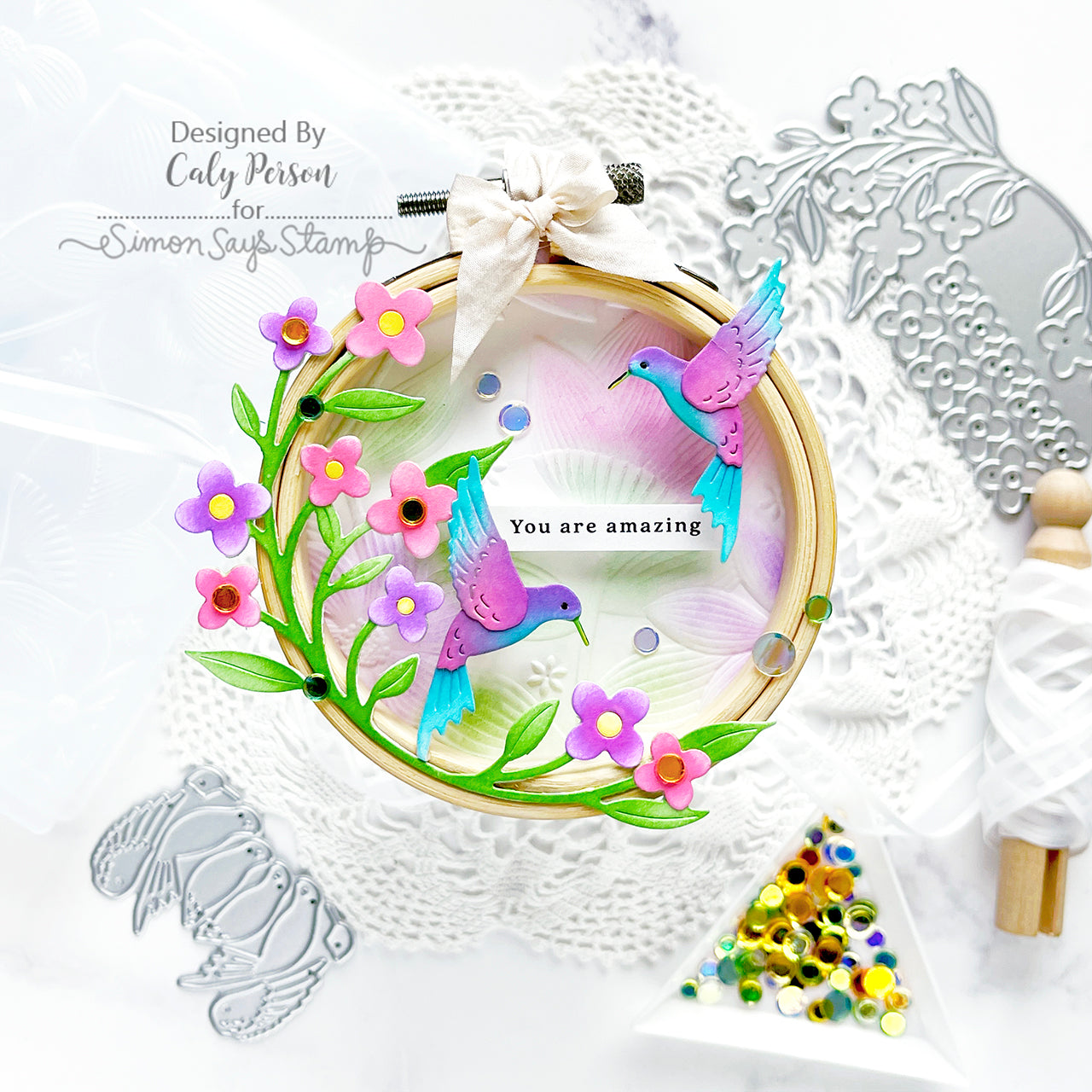 Simon Says Stamp Delicate Hummingbird Duo Wafer Dies s943 Cheering for You Floral Decor | color-code:ALT05