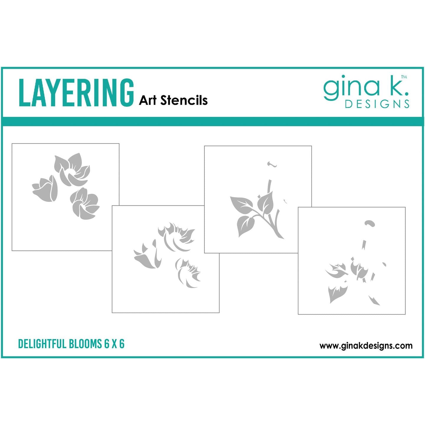 Gina K Designs DELIGHTFUL BLOOMS Set of 4 Stencils gkdst41