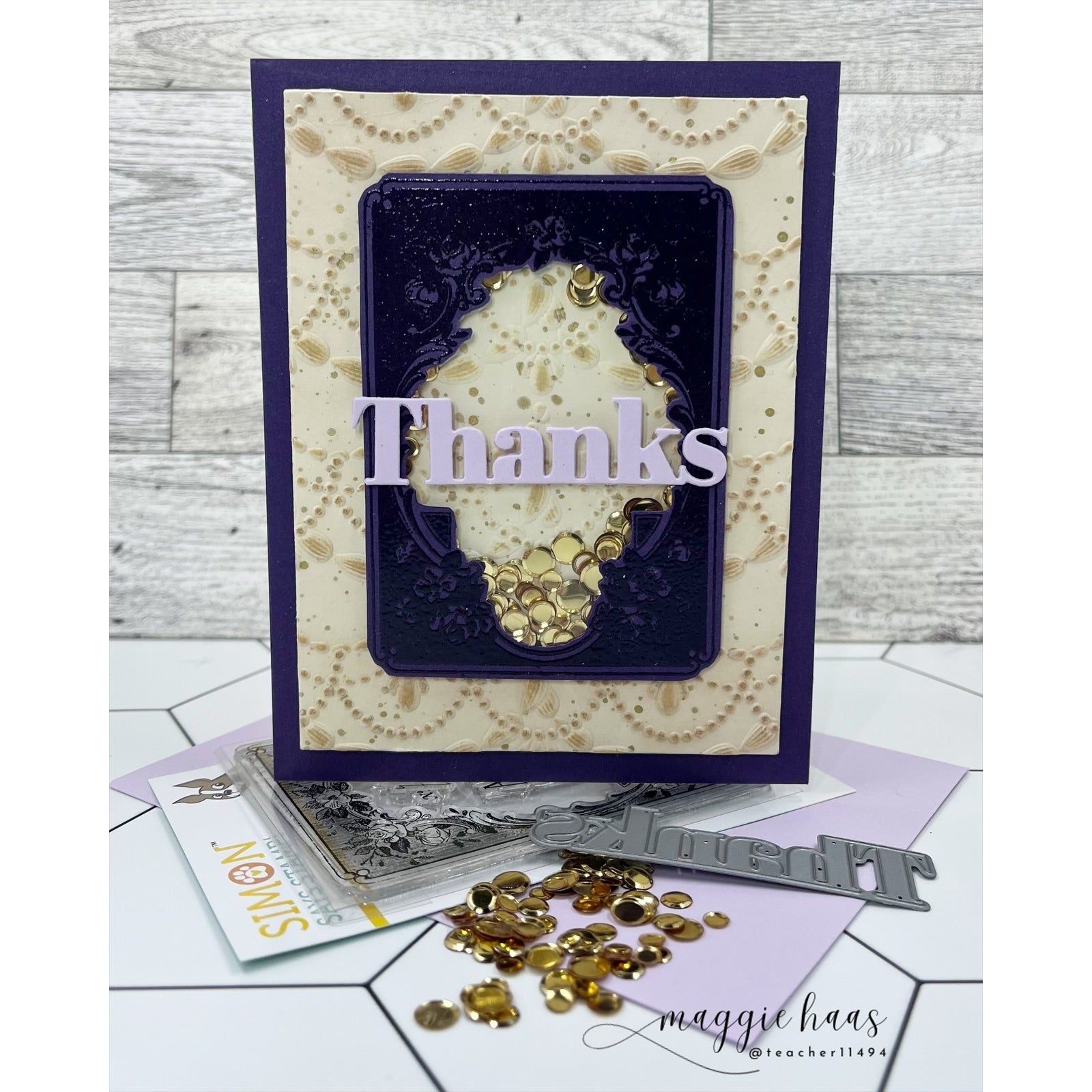 Simon Says Stamp Distressed Parisian Frame Wafer Dies 1292sdc Thanks Card