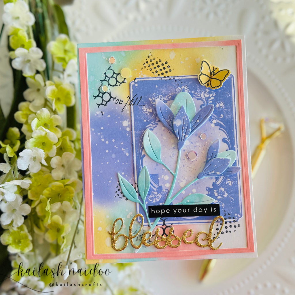 Simon Says Clear Stamps Distressed Parisian Frame 1194ssc Blessed Card