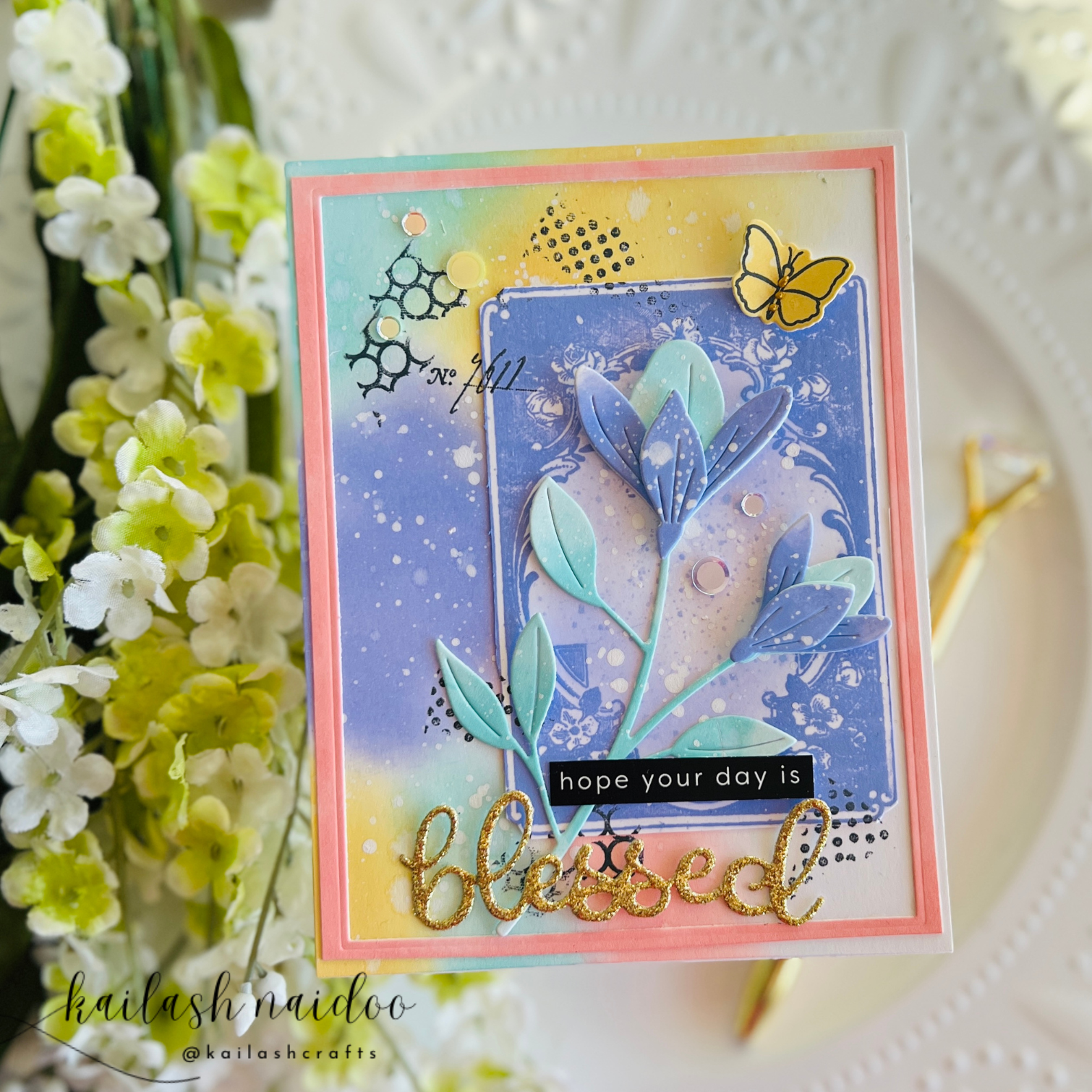 Simon Says Clear Stamps Distressed Parisian Frame 1194ssc Blessed Card