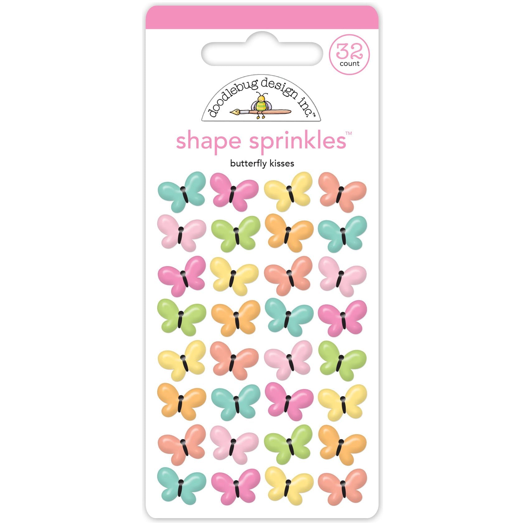Doodlebug Butterfly Kisses Enamel Stickers Shape Sprinkles 8772