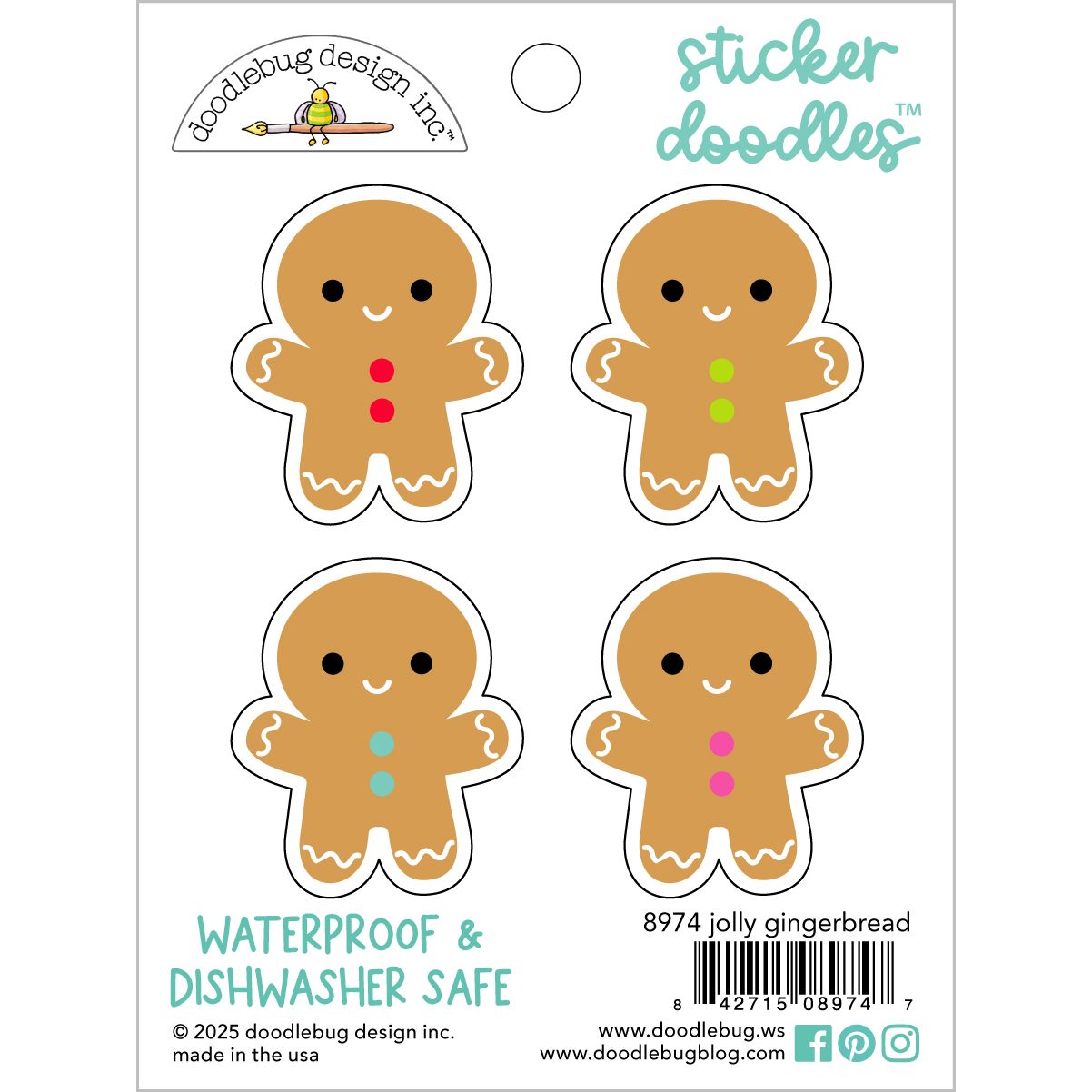 Doodlebug Jolly Gingerbread Sticker Doodles 8974