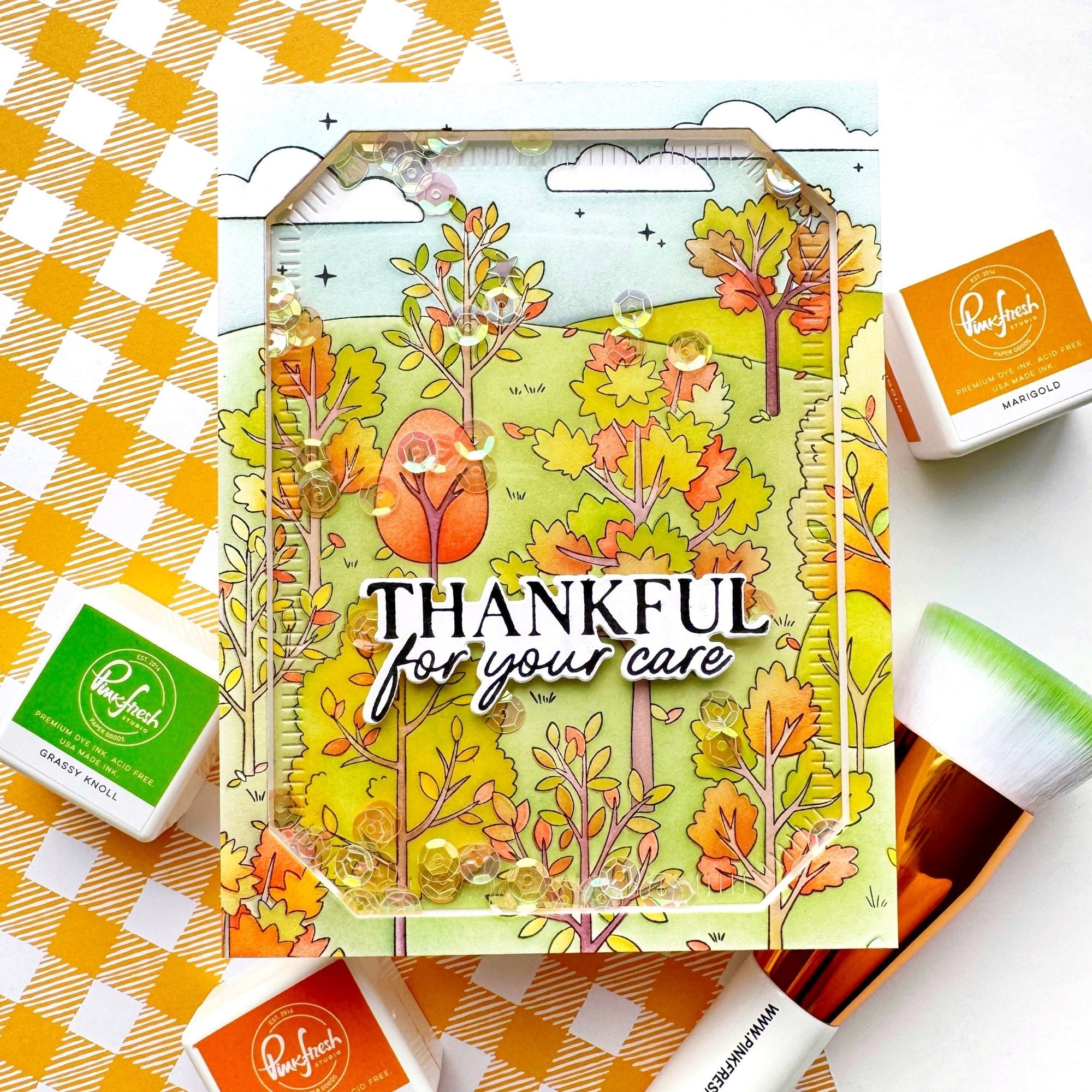Pinkfresh Studio Rooted In Wonder Clear Stamps 295625 Thankful For Your Care Card