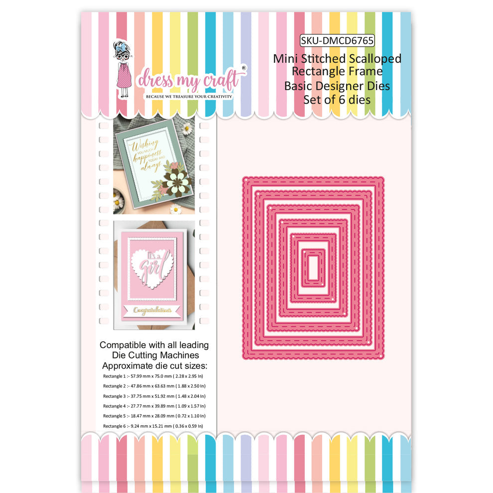 Dress My Craft Mini Stitched Scalloped Rectangle Frame Dies dmcd6765