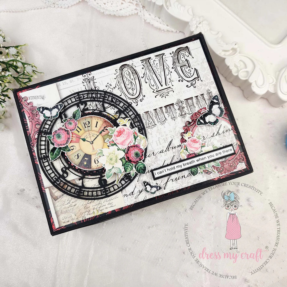 Dress My Craft Vintage Clock Face Dies dmcd6160 Victorian Love Card