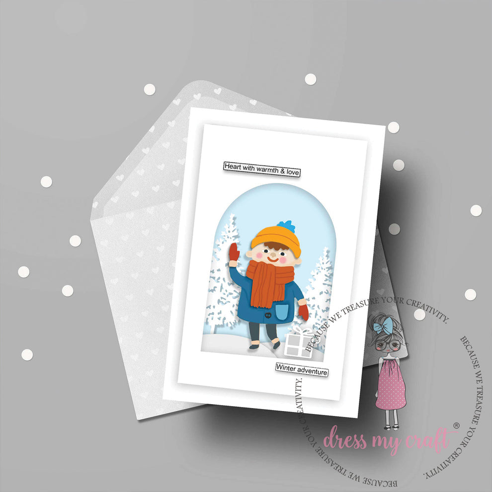 Dress My Craft Winter Boy Dies dmcd5786 Warmth And Love Card