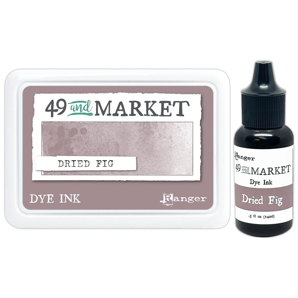 Ranger 49 and Market Dried Fig Dye Ink Pad And Reinker Bundle