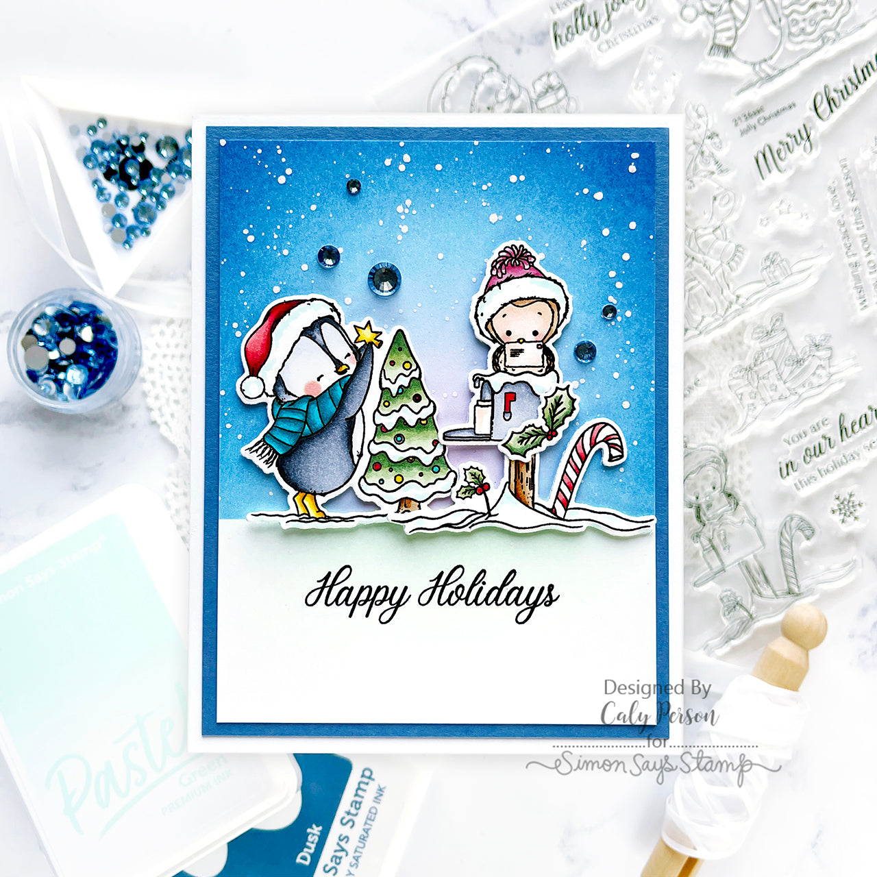 Simon Says Stamp Pawsitively Dazzling Gems Dusk se117 Festive Fun Christmas Card | color-code:ALT01
