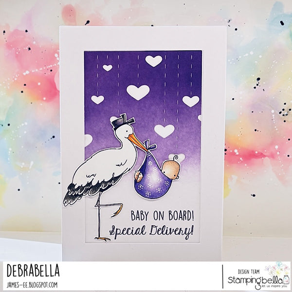 Stamping Bella Delivery from the Stork Cling Stamp eb1361 baby on board