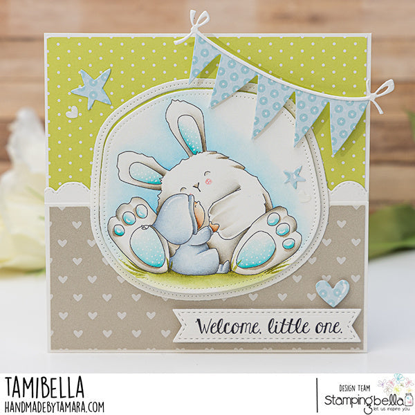 Stamping Bella Bundle Girl loves Bunny Wobbles Cling Stamp eb1370 welcome little one