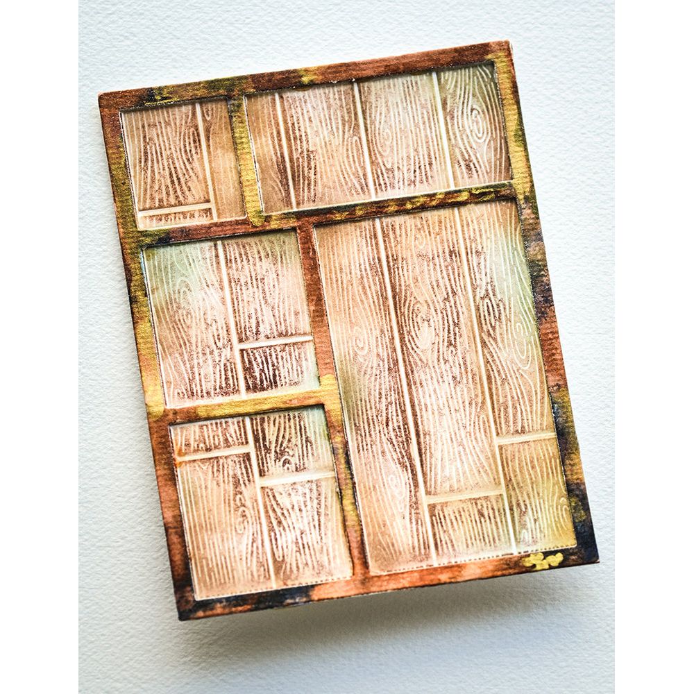 Memory Box Vintage Tray 3D Embossing Folder and Die ef1040 wood