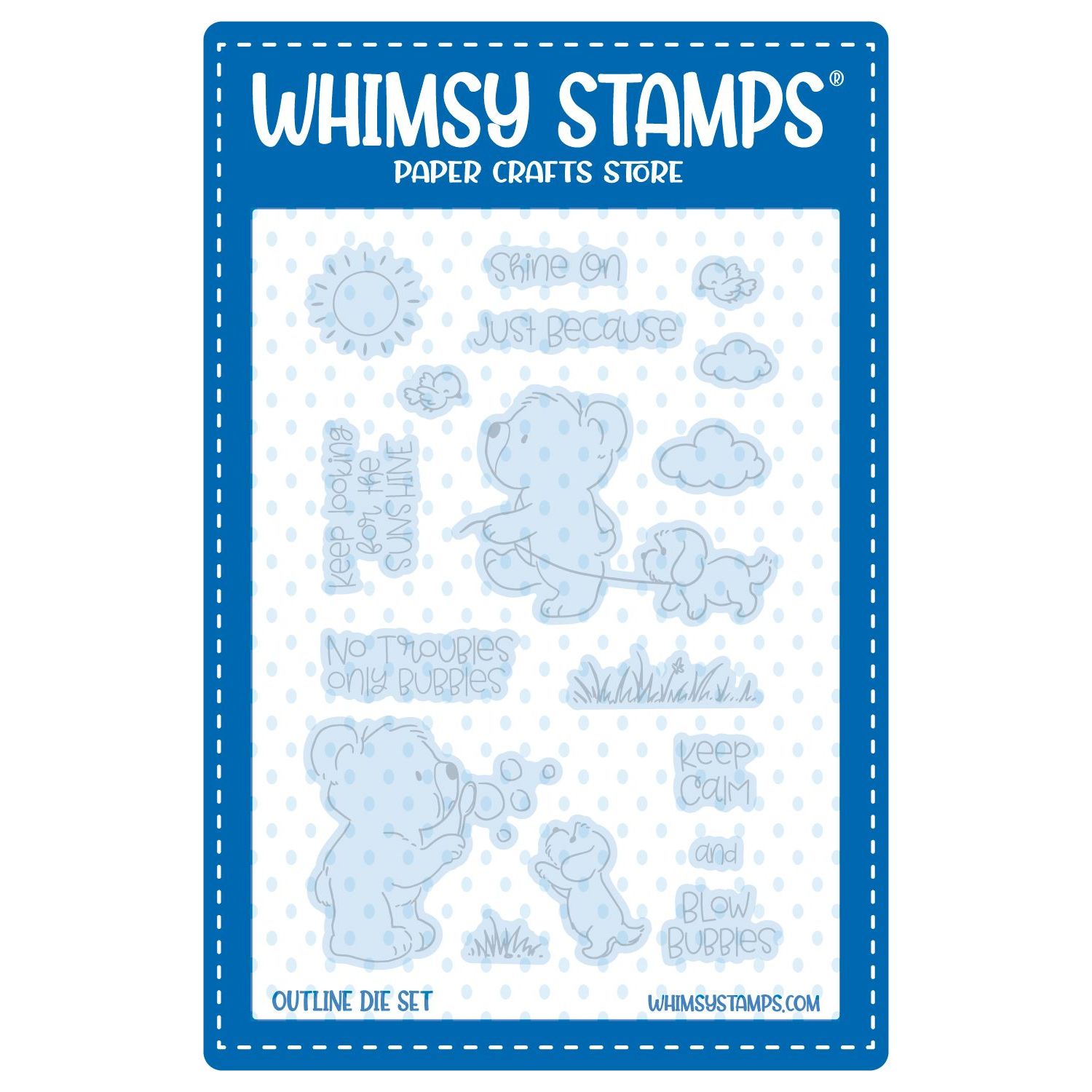 Whimsy Stamps Bear Bubbles Outline Dies wsd366b
