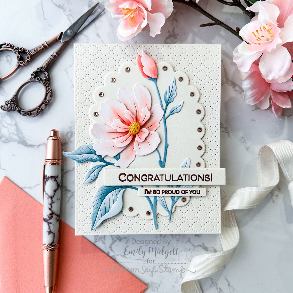 Simon Says Stamp Divine Peony Wafer Dies s919 Sunny Vibes Congratulations Card | color-code:ALT07