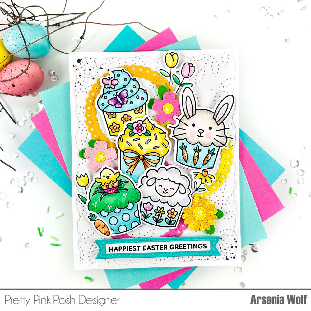Pretty Pink Posh Easter Cupcakes Dies easter greetings