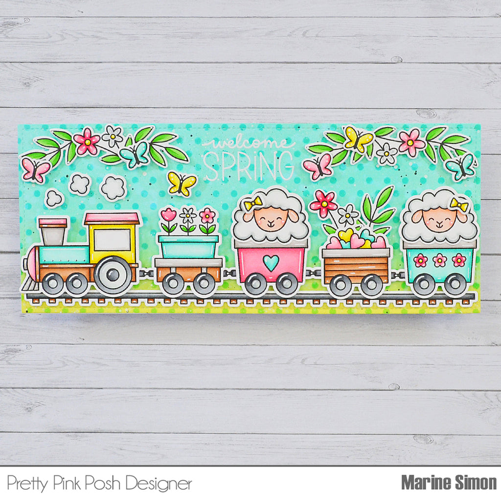Pretty Pink Posh Easter Train Dies welcome spring