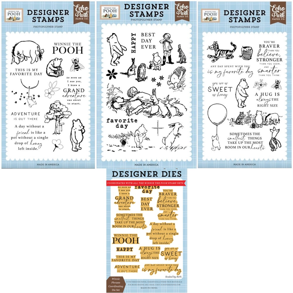 Echo Park Winnie Phrases Stamps And Dies Bundle
