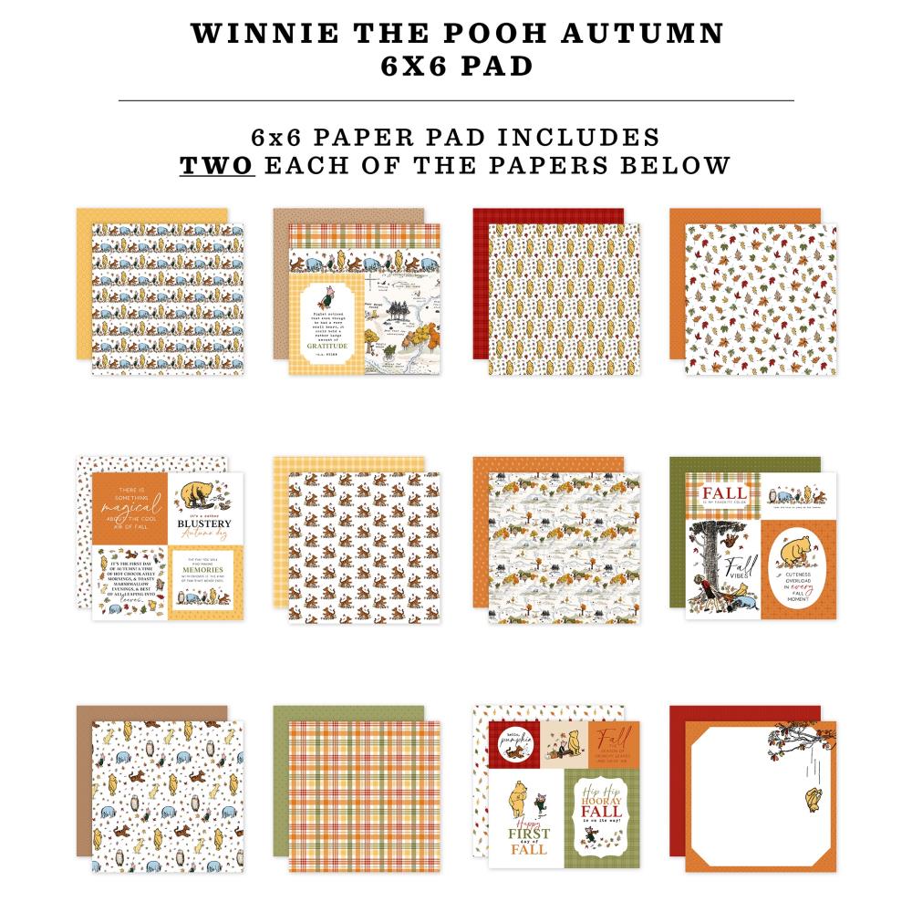 Echo Park Winnie The Pooh Autumn 6 x 6 Paper Pad wpa453023 Detailed Image