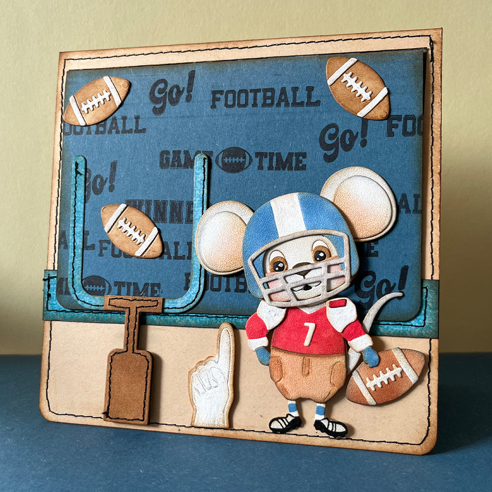 Elizabeth Craft Designs Mouse Sports Accessories Stamps and Dies Bundle football