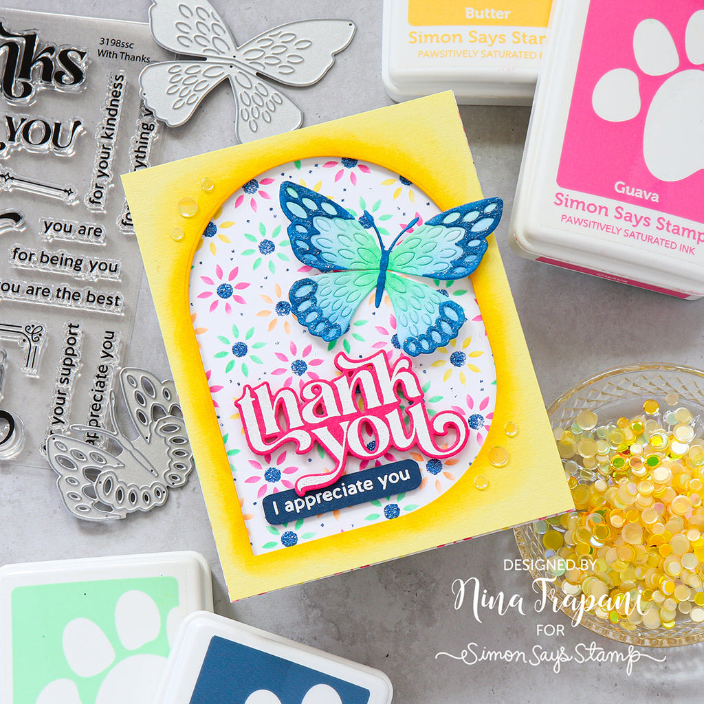 Simon Says Stamp Exquisite Butterfly Wafer Dies s999 You Are My Favorite Thank You Card | color-code:ALT03