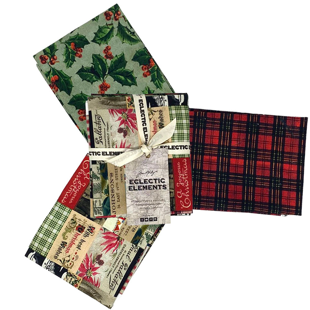 Tim Holtz Fabric Palette Canvas Cloth Christmas Bundle of 3 Fat Quarters