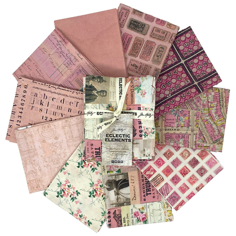 Tim Holtz Fabric Palette Pink Bundle of 10 Fat Quarters