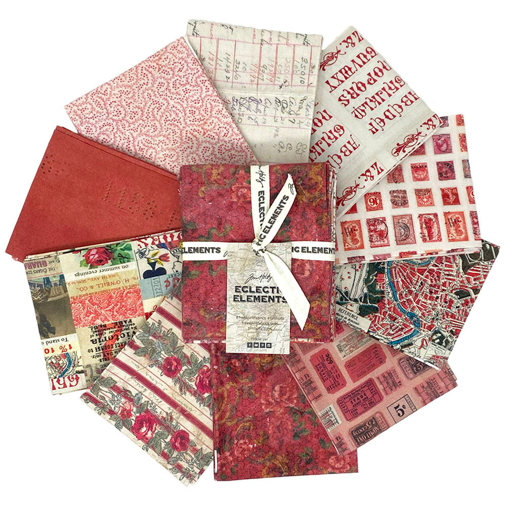 Tim Holtz Fabric Palette Red Bundle of 10 Fat Quarters
