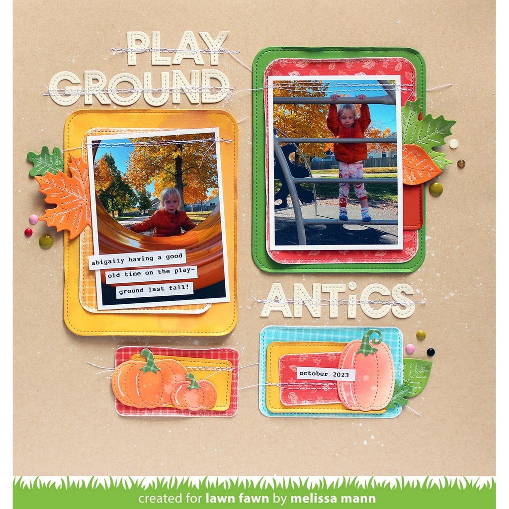 Lawn Fawn Large Stitched Rounded Rectangle Stackables Dies lf3518 Playground Scrapbook Layout