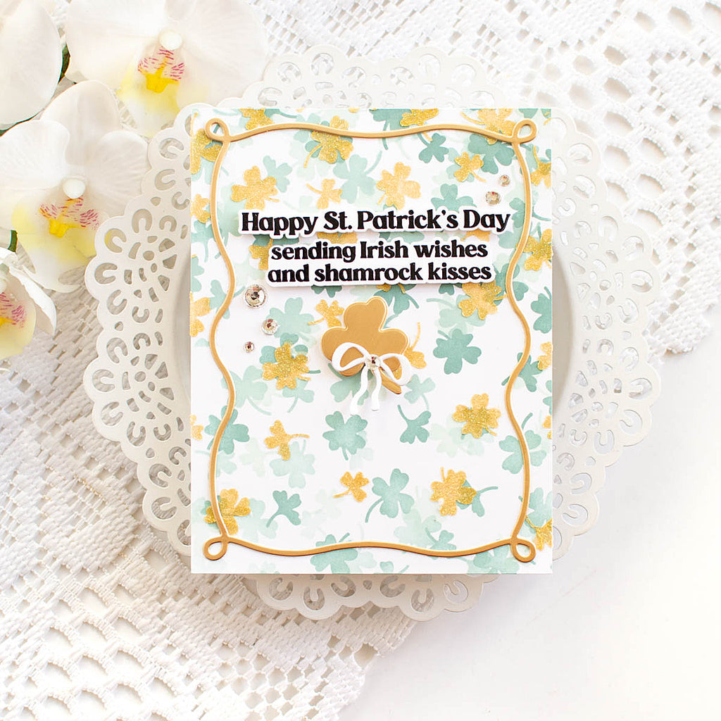 Simon Says Stamp Stencil Falling Shamrocks 1118st Beautiful Moments St. Patrick's Day Card | color-code:ALT02