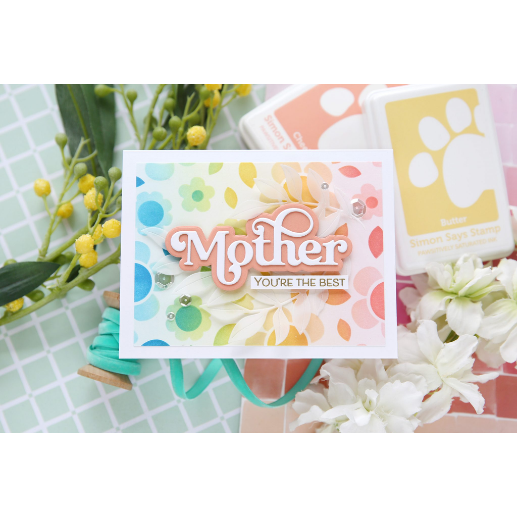 Simon Says Stamp Stencils Groovy Blooms 1027st Be Bold Mother's Day Card | color-code:ALT05