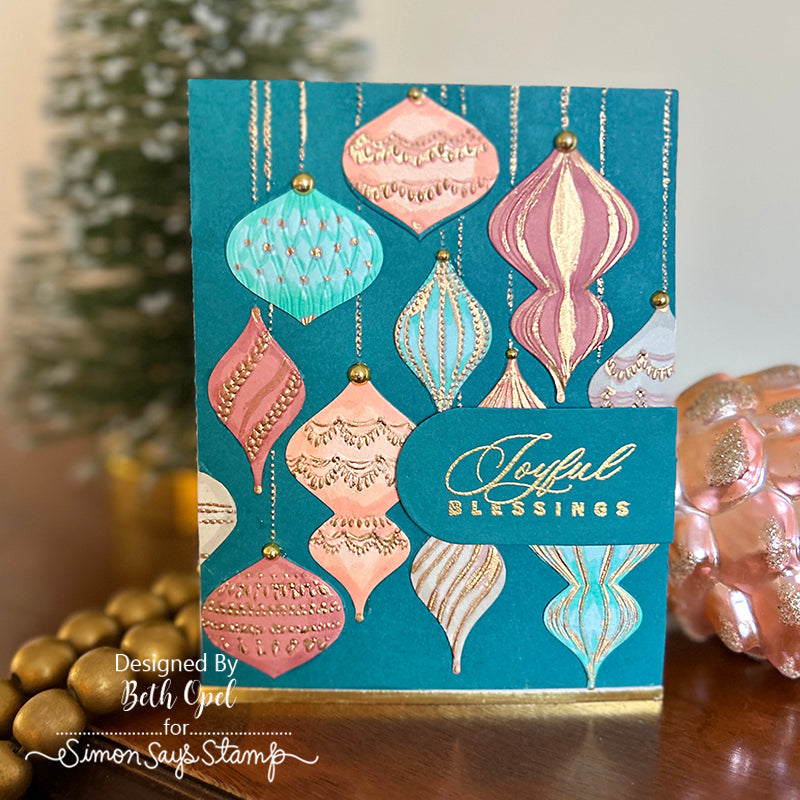 Simon Says Stamp Embossing Folder And Dies Fancy Ornaments sfd368 All The Joy Christmas Card