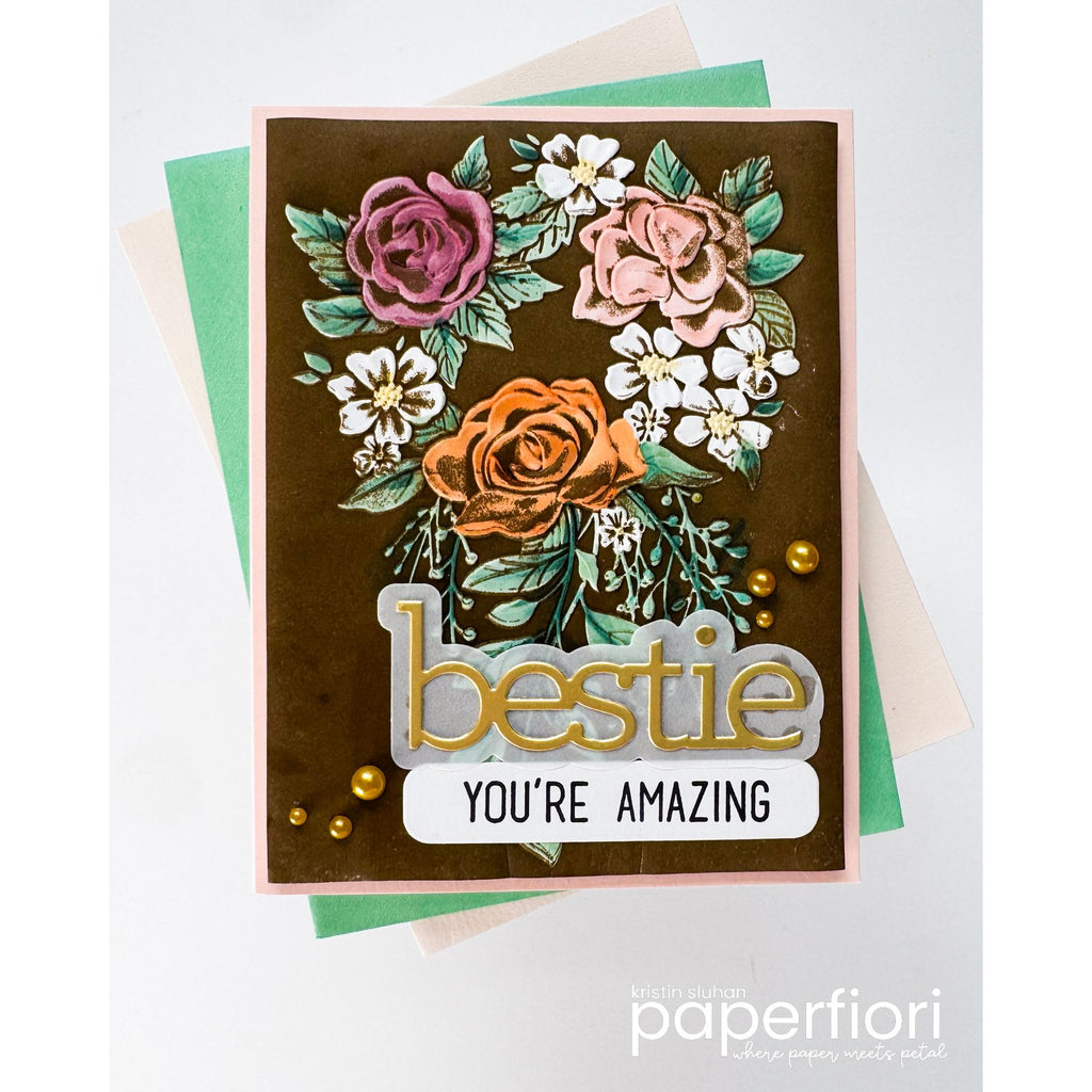 Simon Says Stamp Embossing Folder and Cutting Dies Fancy Rose Bouquet sfd525 Heart to Heart