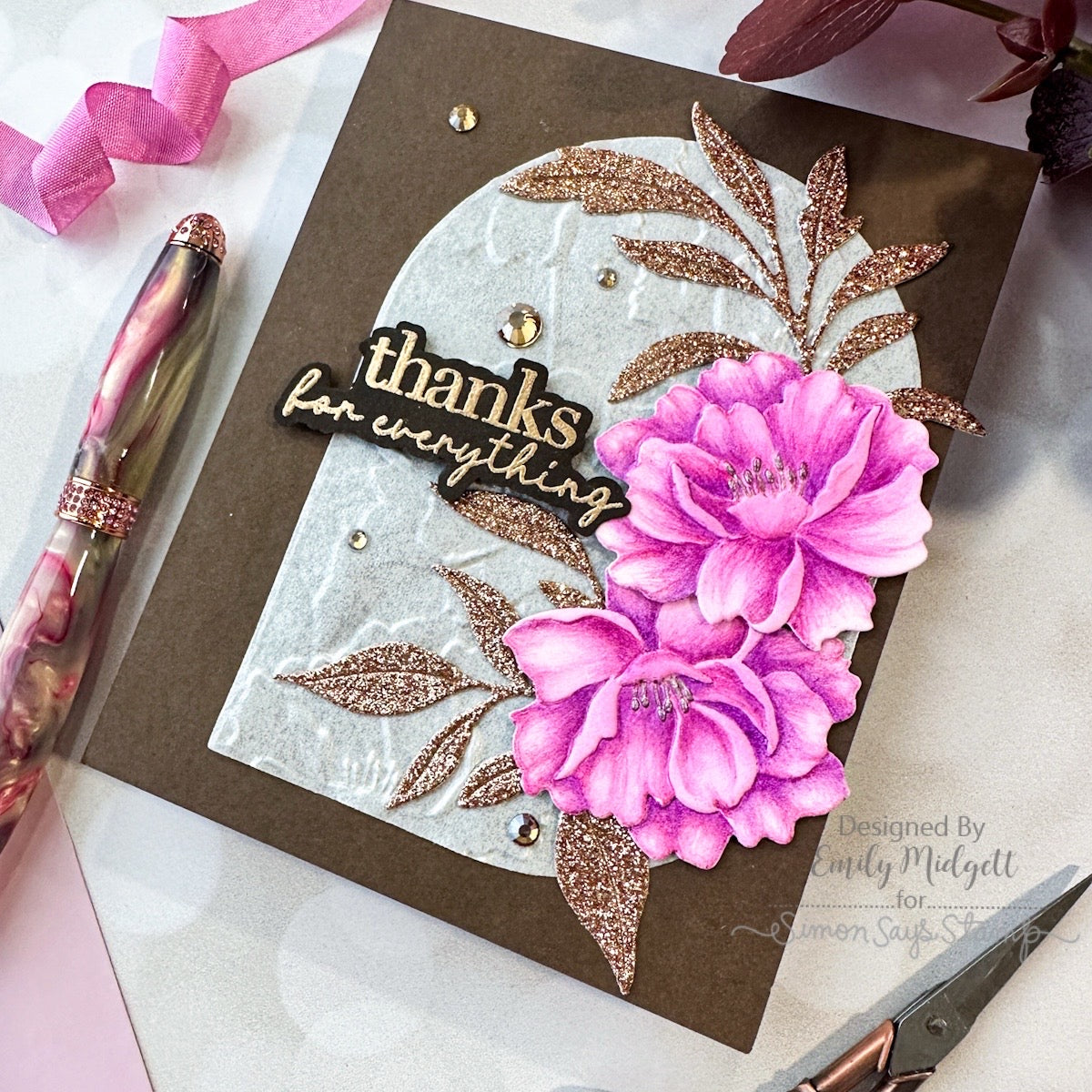 Simon Says Stamp Embossing Folder and Cutting Dies Fantastic Florals sfd489 You Are My Favorite Thanks Card | color-code:ALT06