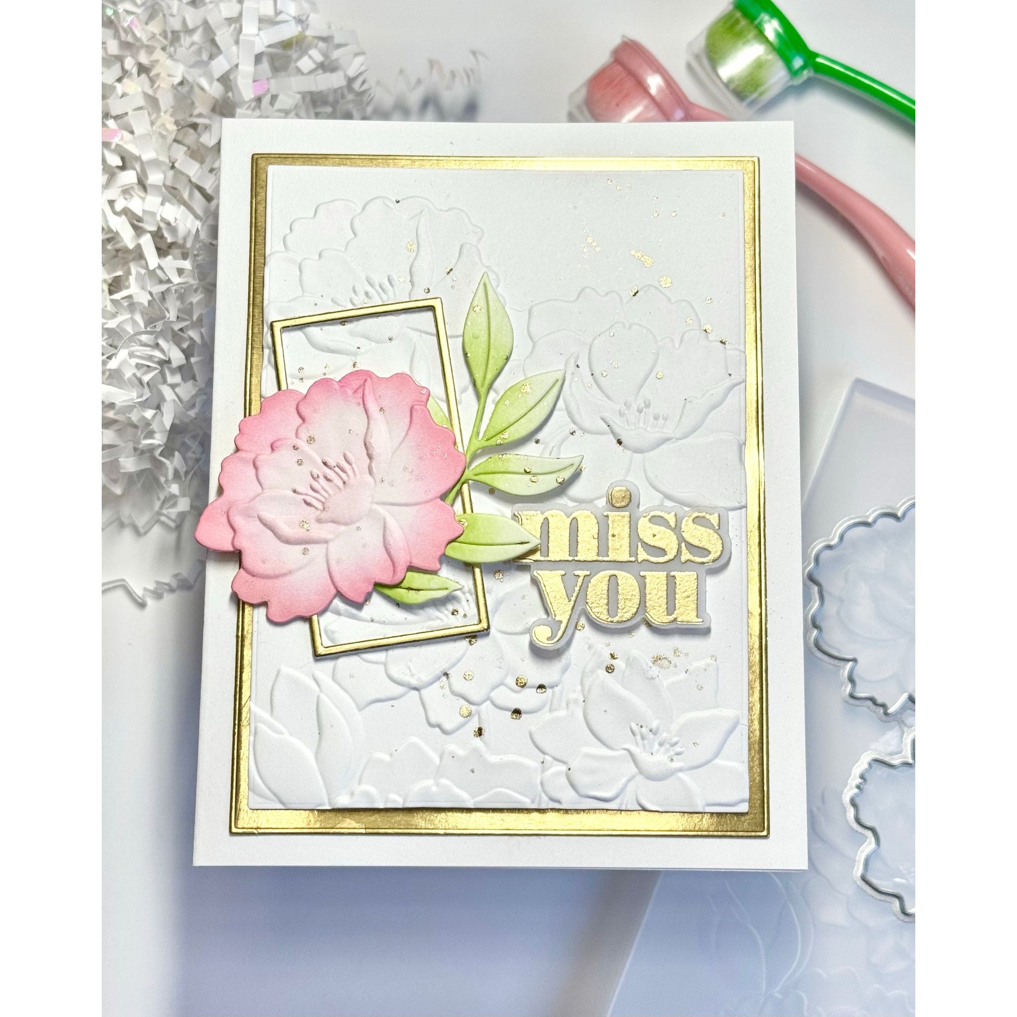 Simon Says Stamp Embossing Folder and Cutting Dies Fantastic Florals sfd489 You Are My Favorite Miss You Card