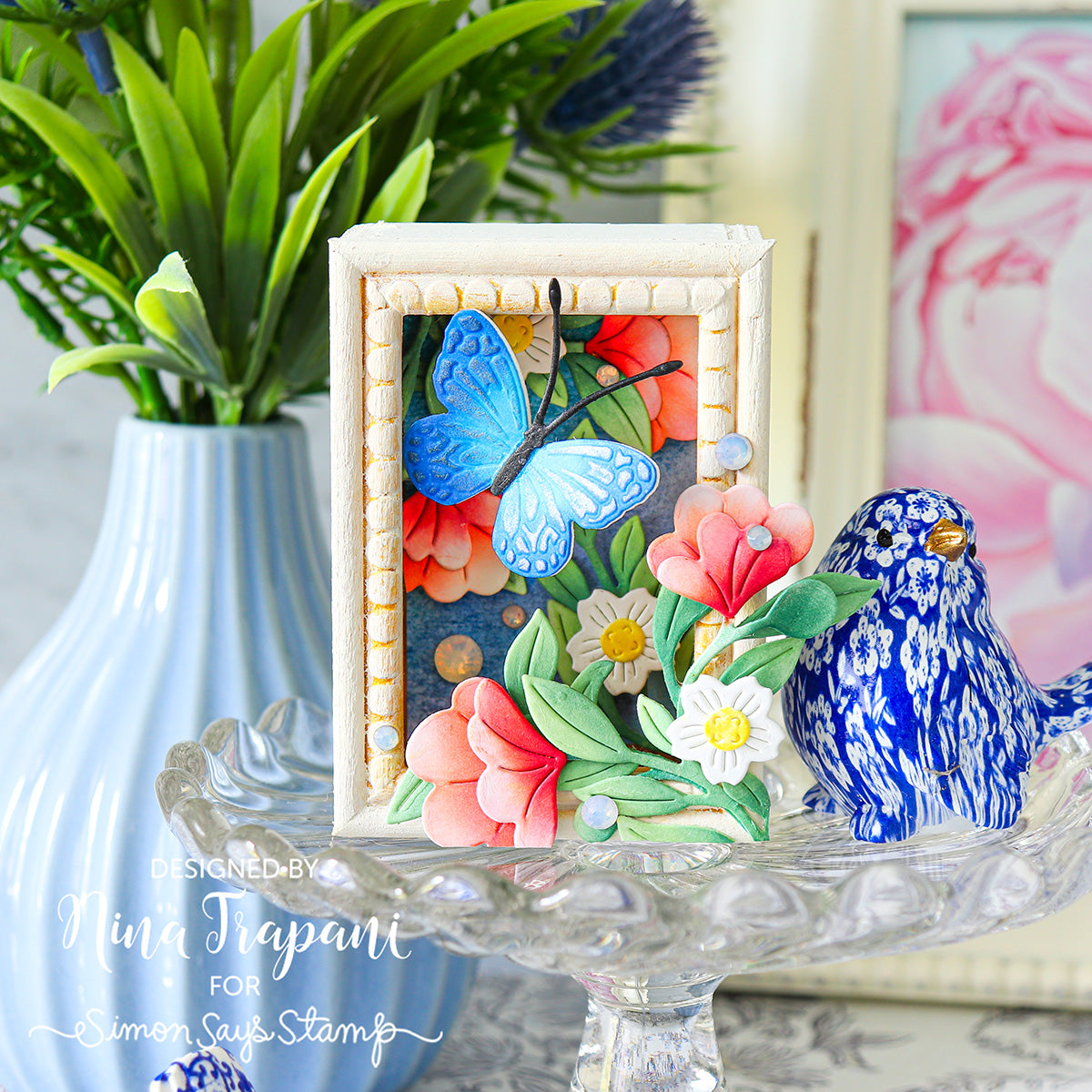 Simon Says Stamp Fantasy Bouquet Wafer Dies s1013 Happy Camper Floral Frame