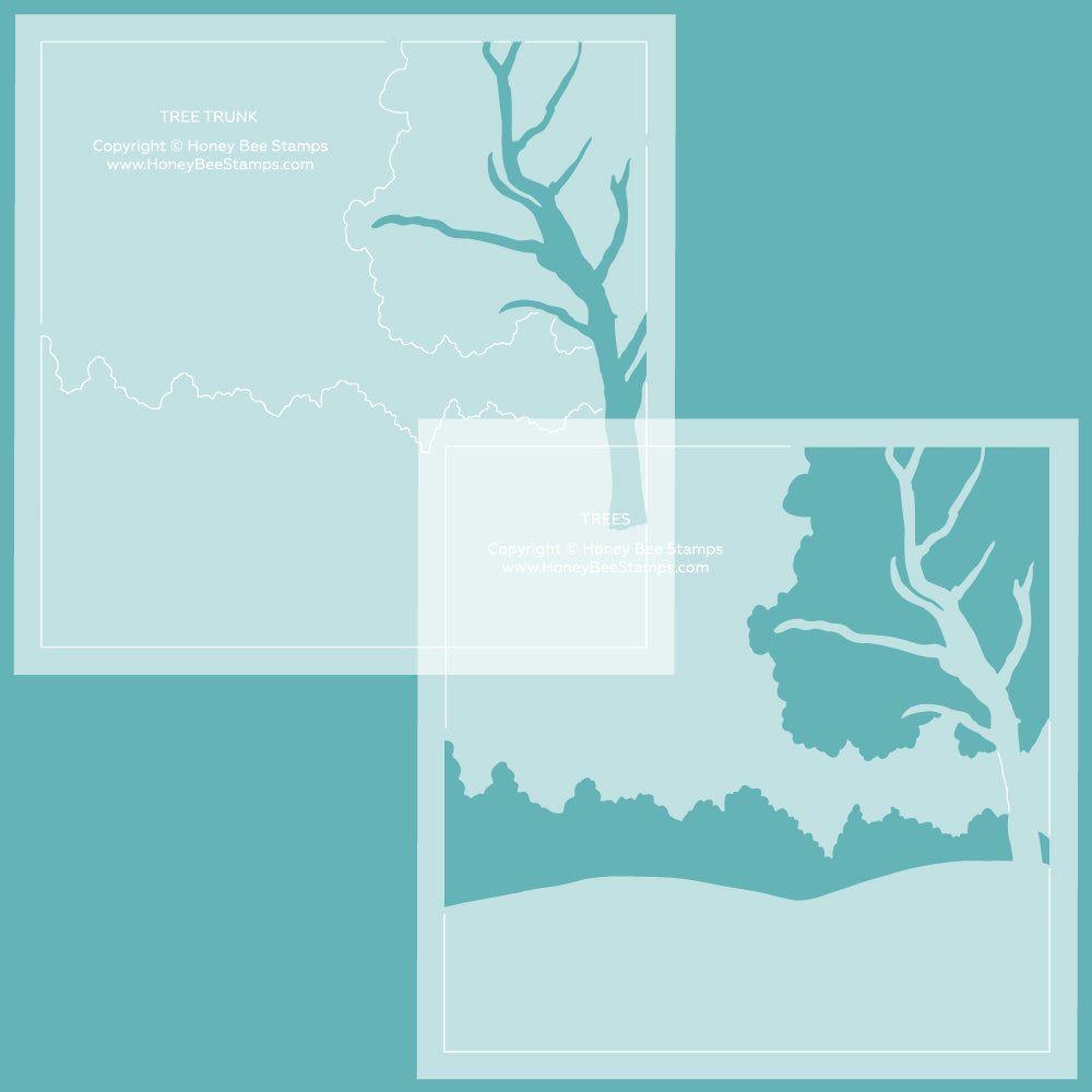 Honey Bee Farmhouse Fields Layering Stencils hbsl-131 tree