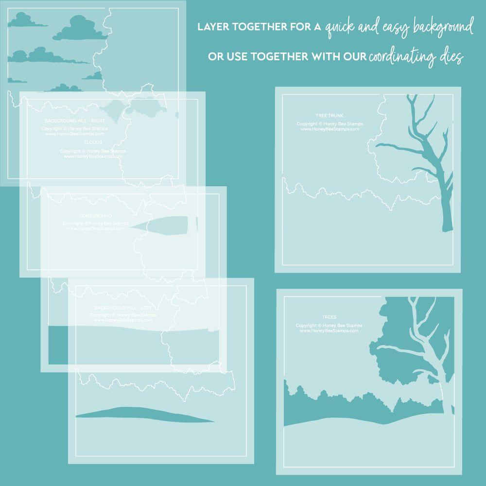 Honey Bee Farmhouse Fields Layering Stencils hbsl-131 background or dies