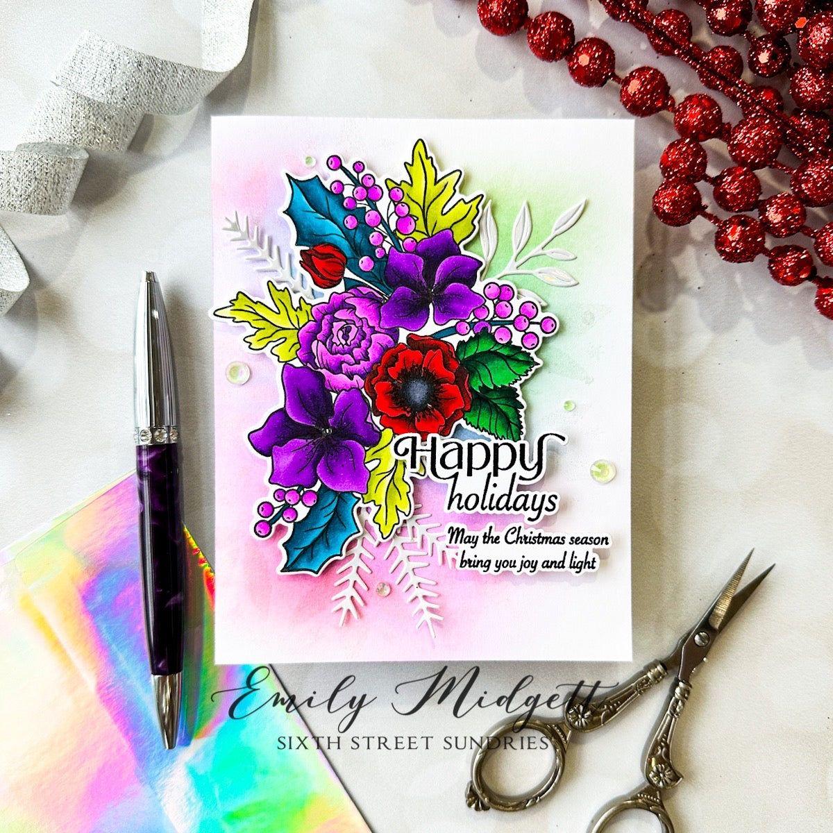 Simon Says Clear Stamps Festive Bouquets sss202801c All The Joy Christmas Card | color-code:ALT01