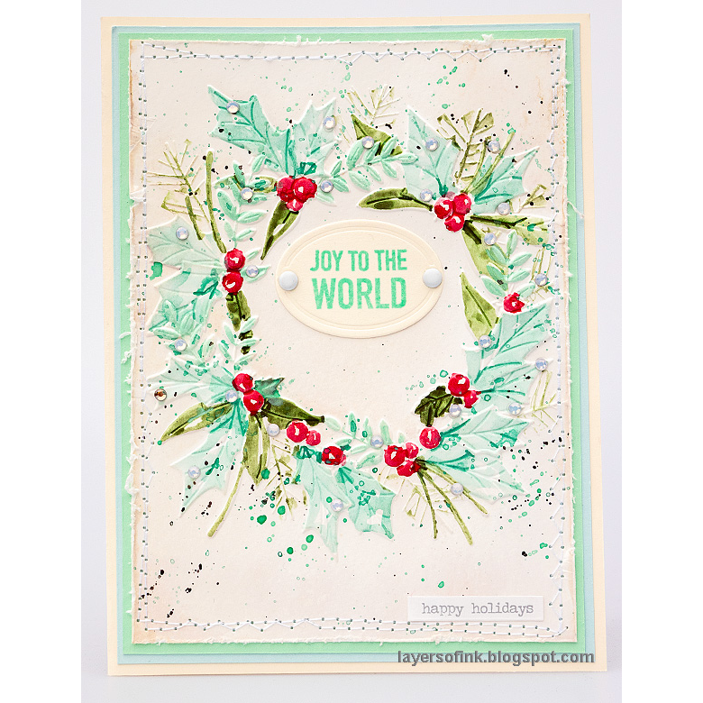Simon Says Stamp Embossing Folder Festive Wreath sf568 Sugar and Spice Holiday Card | color-code:ALT04