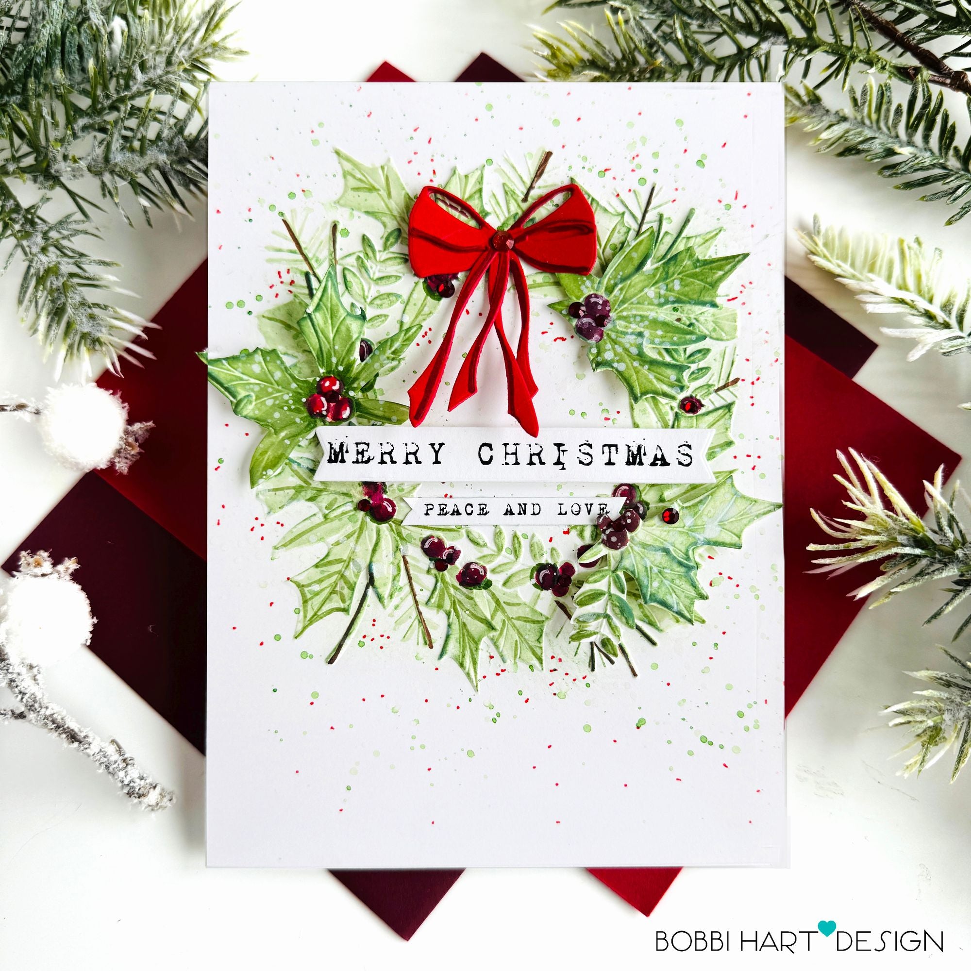 Simon Says Stamp Embossing Folder Festive Wreath sf568 Sugar and Spice Holiday Card