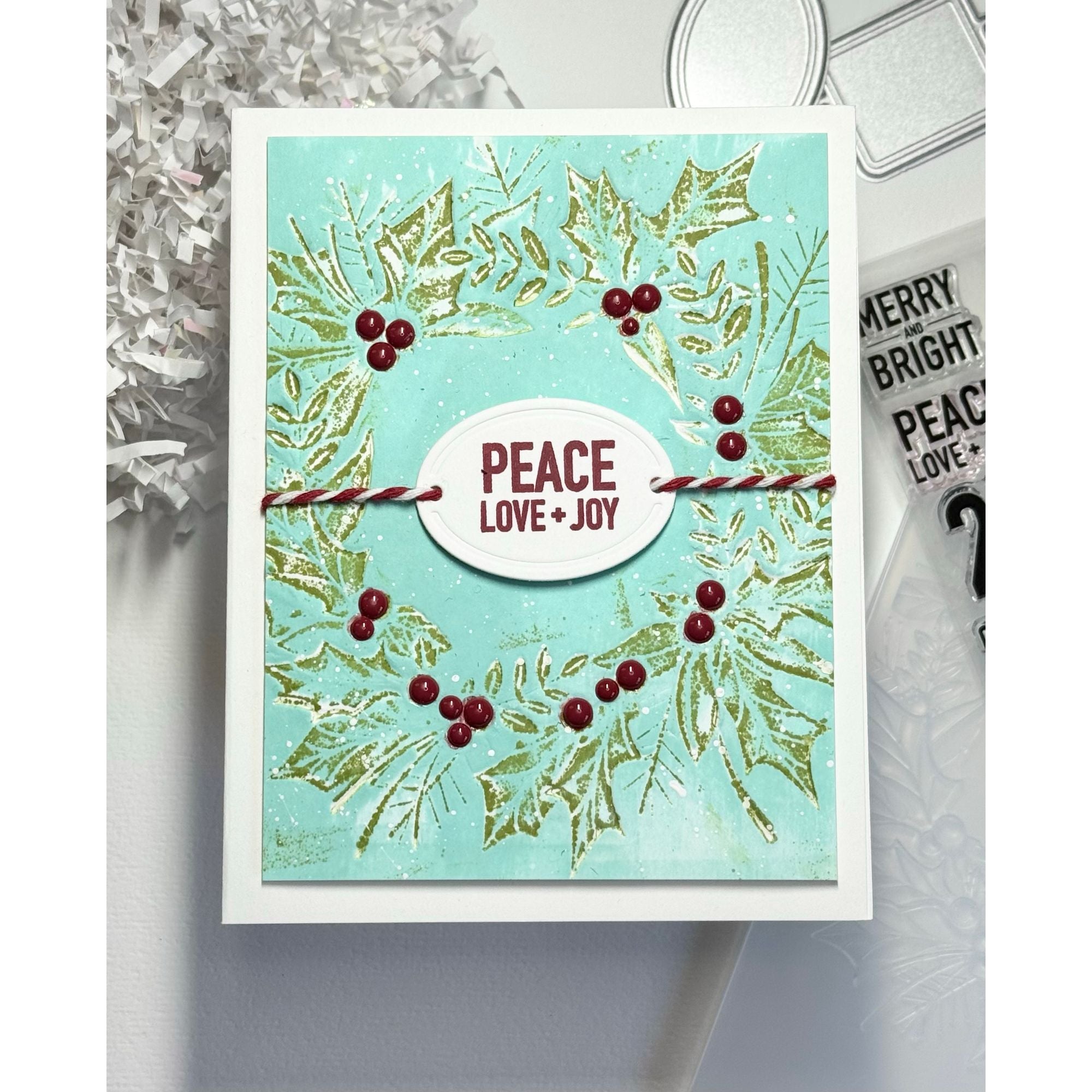 Simon Says Stamp Embossing Folder Festive Wreath sf568 Sugar and Spice Holiday Card